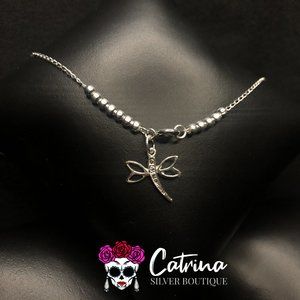 925 Sterling Silver Dragonfly Ankle Bracelet